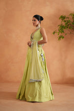 Load image into Gallery viewer, Lime Yellow embroidered Blouse, Lehenga and Dupatta
