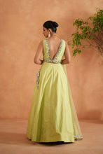 Load image into Gallery viewer, Lime Yellow embroidered Blouse, Lehenga and Dupatta
