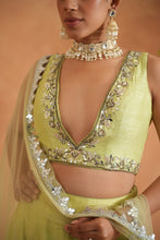 Load image into Gallery viewer, Lime Yellow embroidered Blouse, Lehenga and Dupatta
