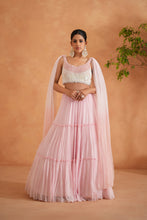 Load image into Gallery viewer, White and pink embroidered blouse, lehnaga and dupatta
