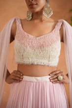 Load image into Gallery viewer, White and pink embroidered blouse, lehnaga and dupatta
