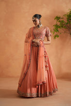 Load image into Gallery viewer, Coral embroidery blouse, Brocade lehnaga and dupatta
