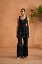 Load image into Gallery viewer, Black Peplum with palazzo and dupatta
