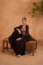 Load image into Gallery viewer, Printed blouse, sharara and long jacket
