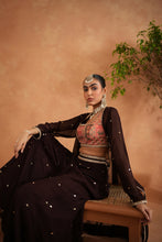 Load image into Gallery viewer, Printed blouse, sharara and long jacket
