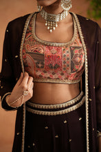 Load image into Gallery viewer, Printed blouse, sharara and long jacket
