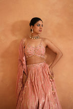 Load image into Gallery viewer, Pink embroidered blouse, lehenga and dupata
