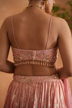 Load image into Gallery viewer, Pink embroidered blouse, lehenga and dupata
