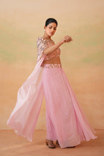 Load image into Gallery viewer, Light pink embroidery blouse, drape skirt and cape
