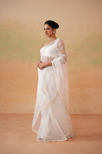 Load image into Gallery viewer, Ivory blouse and stitched saree
