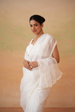 Load image into Gallery viewer, Ivory blouse and stitched saree
