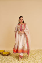 Load image into Gallery viewer, Nargis - Dabka Zardozi Embroidered Rich Banarasi Kalidaar Daisy Ivory Long Chauga Set
