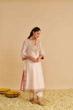 Load image into Gallery viewer, Areefa  - Dabka Zardozi Embroidered Rich Banarasi Daisy Ivory Suit &amp; Salwar
