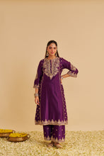 Load image into Gallery viewer, Anaiza - Dabka Zardozi Embroidered Purple Long Kurta &amp; Palazzo with Dupatta
