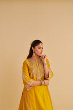 Load image into Gallery viewer, Anaiza - Dabka Zardozi Embroidered Mustard Long Kurta &amp; Palazzo with Dupatta

