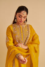 Load image into Gallery viewer, Anaiza - Dabka Zardozi Embroidered Mustard Long Kurta &amp; Palazzo with Dupatta
