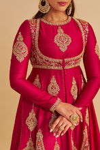 Load image into Gallery viewer, Zainah - Dabka Zardozi Embroidered Silk Hotpink Anarkali  Set
