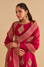 Load image into Gallery viewer, Zainah - Dabka Zardozi Embroidered Silk Hotpink Anarkali  Set
