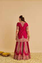 Load image into Gallery viewer, Alina - Dabka Zardozi Embroidered Silk Hotpink Sharara Set
