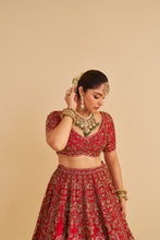 Load image into Gallery viewer, Mahanoor - Dabka Zardozi Embroidered Pure Silk Red Bridal Lehenga Set
