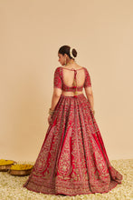 Load image into Gallery viewer, Mahanoor - Dabka Zardozi Embroidered Pure Silk Red Bridal Lehenga Set
