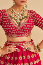 Load image into Gallery viewer, Maira - Dabka Zardozi Embroidered Raw Silk Hotpink Bridal Lehenga Set
