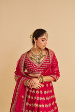 Load image into Gallery viewer, Maira - Dabka Zardozi Embroidered Raw Silk Hotpink Bridal Lehenga Set
