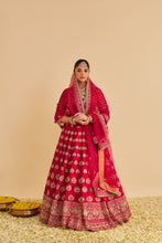 Load image into Gallery viewer, Maira - Dabka Zardozi Embroidered Raw Silk Hotpink Bridal Lehenga Set
