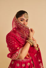 Load image into Gallery viewer, Maira - Dabka Zardozi Embroidered Raw Silk Hotpink Bridal Lehenga Set
