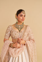 Load image into Gallery viewer, Farah - Dabka Zardozi Embroidered Pure Silk Daisy Ivory Lehenga Set

