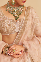 Load image into Gallery viewer, Farah - Dabka Zardozi Embroidered Pure Silk Daisy Ivory Lehenga Set
