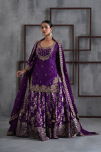 Load image into Gallery viewer, Purple embroidered Kurti, Banarsi lehenga and dupatta
