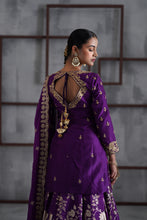 Load image into Gallery viewer, Purple embroidered Kurti, Banarsi lehenga and dupatta
