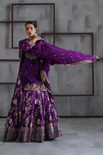 Load image into Gallery viewer, Purple embroidered Kurti, Banarsi lehenga and dupatta
