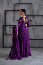 Load image into Gallery viewer, Purple embroidered Kurti, Sharara and dupatta
