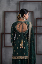 Load image into Gallery viewer, Green embroidred kurti, booti sharara and dupatta
