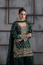 Load image into Gallery viewer, Green embroidred kurti, booti sharara and dupatta
