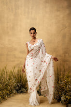 Load image into Gallery viewer, Ivory Pre-stitched hand embroidered organza saree set
