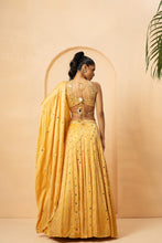 Load image into Gallery viewer, Golden mirror lehenga set

