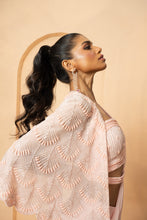 Load image into Gallery viewer, Baby pink pre-stitched drape saree with cape
