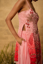 Load image into Gallery viewer, Pastel pink ombre hand embroidered georgette sharara set
