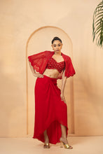 Load image into Gallery viewer, Red embroidered co-ord set
