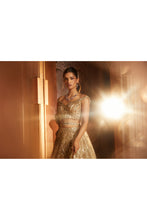 Load image into Gallery viewer, CHAMPAGNE GOLD TULLE LEHENGA CHOLI  DUPATTA SET WITH WORKED BELT
