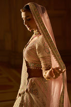 Load image into Gallery viewer, IVORY TAFETTA LEHENGA CHOLI SET WITH TWO TULLE DUPATTAS
