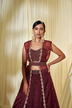 Load image into Gallery viewer, WINE LEHENGA SET
