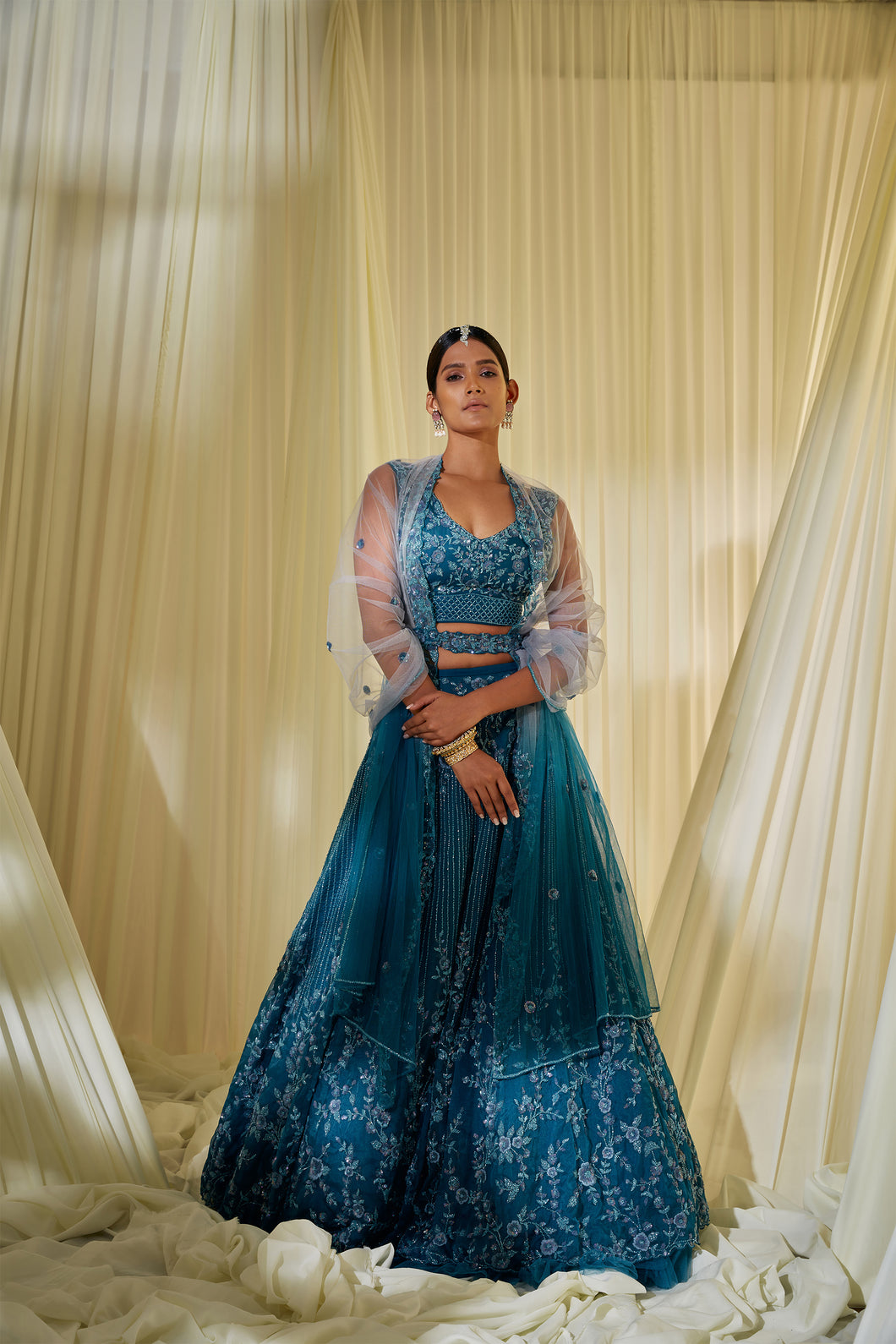 TEAL BLUE LEHENGA SET