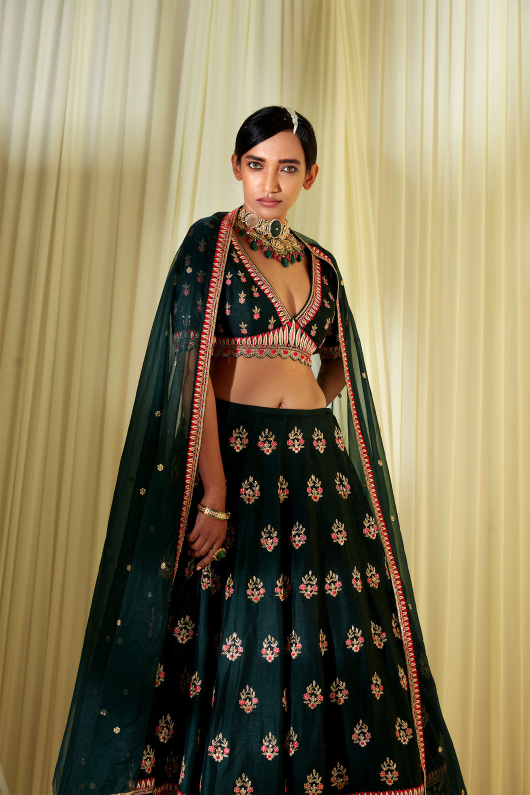 TEAL GREEN LEHENGA SET