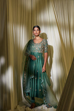 Load image into Gallery viewer, TEAL GREEN ANARKALI SET

