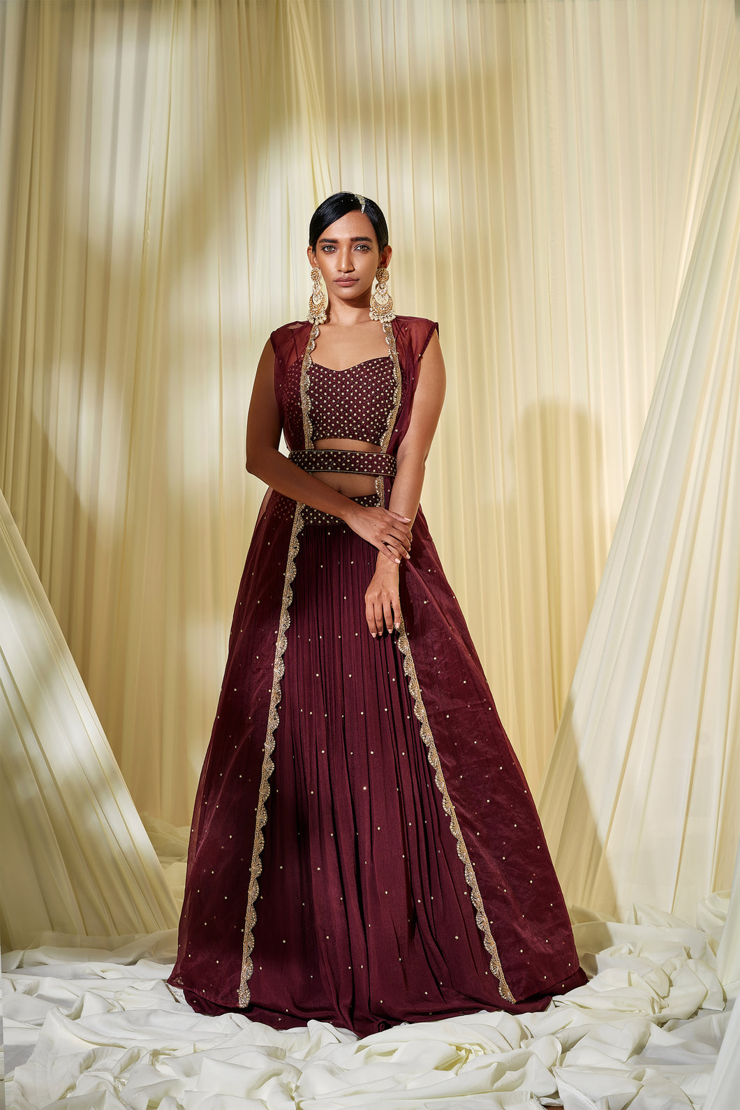 WINE LEHENGA SET