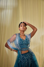 Load image into Gallery viewer, TEAL BLUE LEHENGA SET
